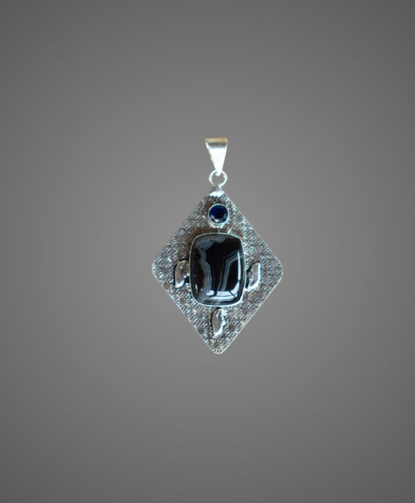 black onyx and obsidian pendant